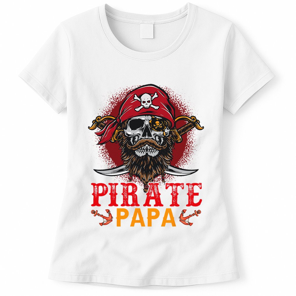 Pirate Papa Halloween Skull Pirate Costume Family Womens T-Shirt