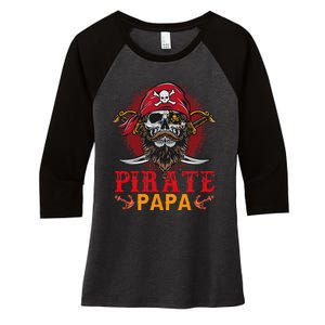 Pirate Papa Halloween Skull Pirate Costume Family Women's Tri-Blend 3/4-Sleeve Raglan Shirt