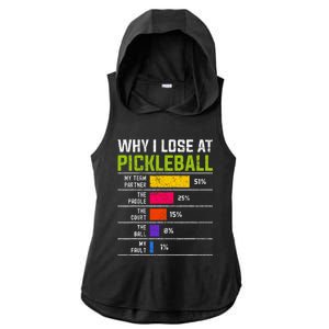 Pickleball Player Hilarious Why I Lose At Pickleball Print Ladies PosiCharge Tri-Blend Wicking Draft Hoodie Tank