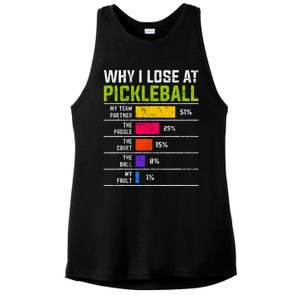 Pickleball Player Hilarious Why I Lose At Pickleball Print Ladies PosiCharge Tri-Blend Wicking Tank