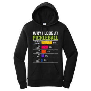 Pickleball Player Hilarious Why I Lose At Pickleball Print Women's Pullover Hoodie