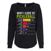 Pickleball Player Hilarious Why I Lose At Pickleball Print Womens California Wash Sweatshirt