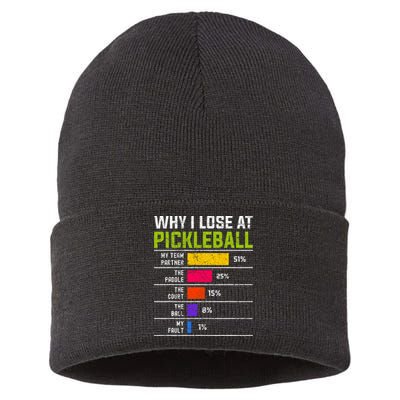 Pickleball Player Hilarious Why I Lose At Pickleball Print Sustainable Knit Beanie