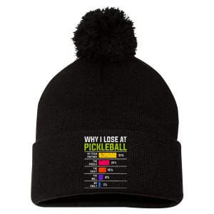 Pickleball Player Hilarious Why I Lose At Pickleball Print Pom Pom 12in Knit Beanie