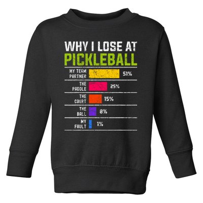 Pickleball Player Hilarious Why I Lose At Pickleball Print Toddler Sweatshirt