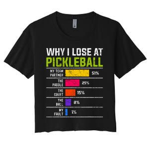 Pickleball Player Hilarious Why I Lose At Pickleball Print Women's Crop Top Tee