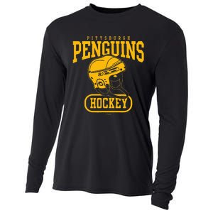 Pittsburgh Penguins Helmet Black Officially Cooling Performance Long Sleeve Crew