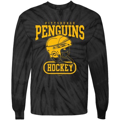 Pittsburgh Penguins Helmet Black Officially Tie-Dye Long Sleeve Shirt