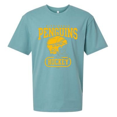 Pittsburgh Penguins Helmet Black Officially Sueded Cloud Jersey T-Shirt