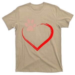 Paw Print Heart Valentines Day Cute Dog Puppy Lover Gift T-Shirt