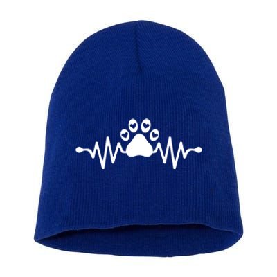 Purple Pawprint Heartbeat Hearts Veterinarian Vet Student Gift Short Acrylic Beanie