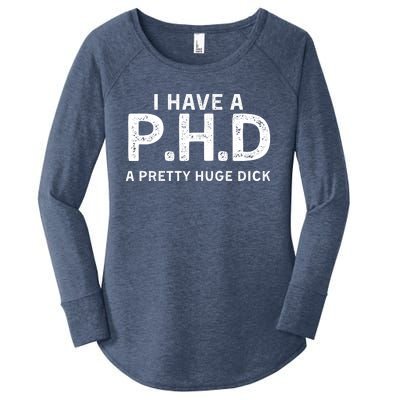 PHD Pretty Huge Dick | Funny Sexual Joke Gift Women's Perfect Tri Tunic Long Sleeve Shirt