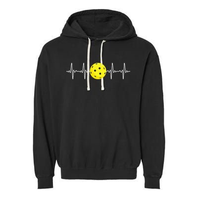 Pickleball Player Heartbeat EKG Pulse Whiffle Ball Game Garment-Dyed Fleece Hoodie