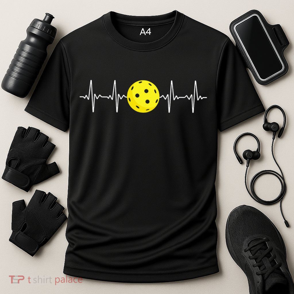 Pickleball Player Heartbeat EKG Pulse Whiffle Ball Game Performance Shirt