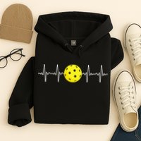 Pickleball Player Heartbeat EKG Pulse Whiffle Ball Game Hoodie