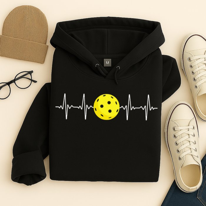 Pickleball Player Heartbeat EKG Pulse Whiffle Ball Game Hoodie