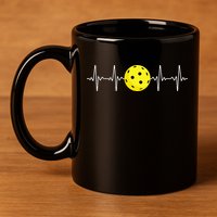 Pickleball Player Heartbeat EKG Pulse Whiffle Ball Game 11oz C Handle Ceramic Mug