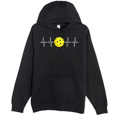 Pickleball Player Heartbeat EKG Pulse Whiffle Ball Game Premium Pullover Hoodie