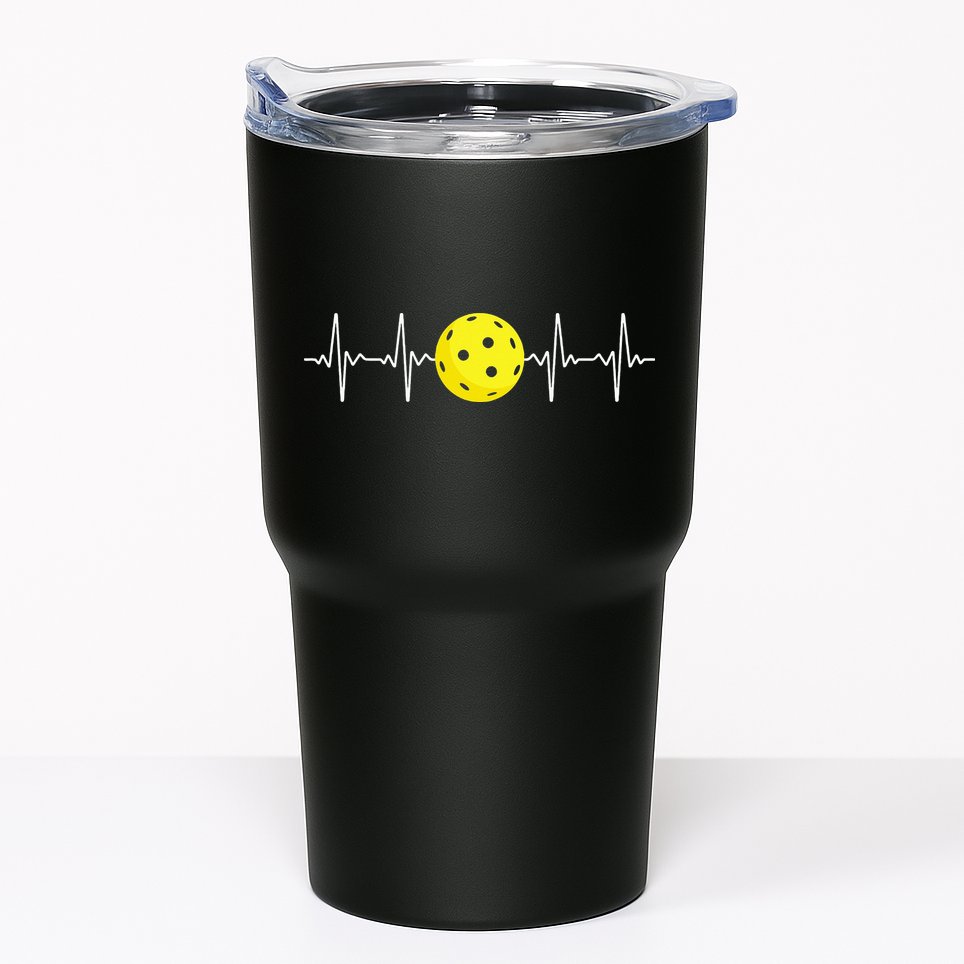 Pickleball Player Heartbeat EKG Pulse Whiffle Ball Game Tumbler