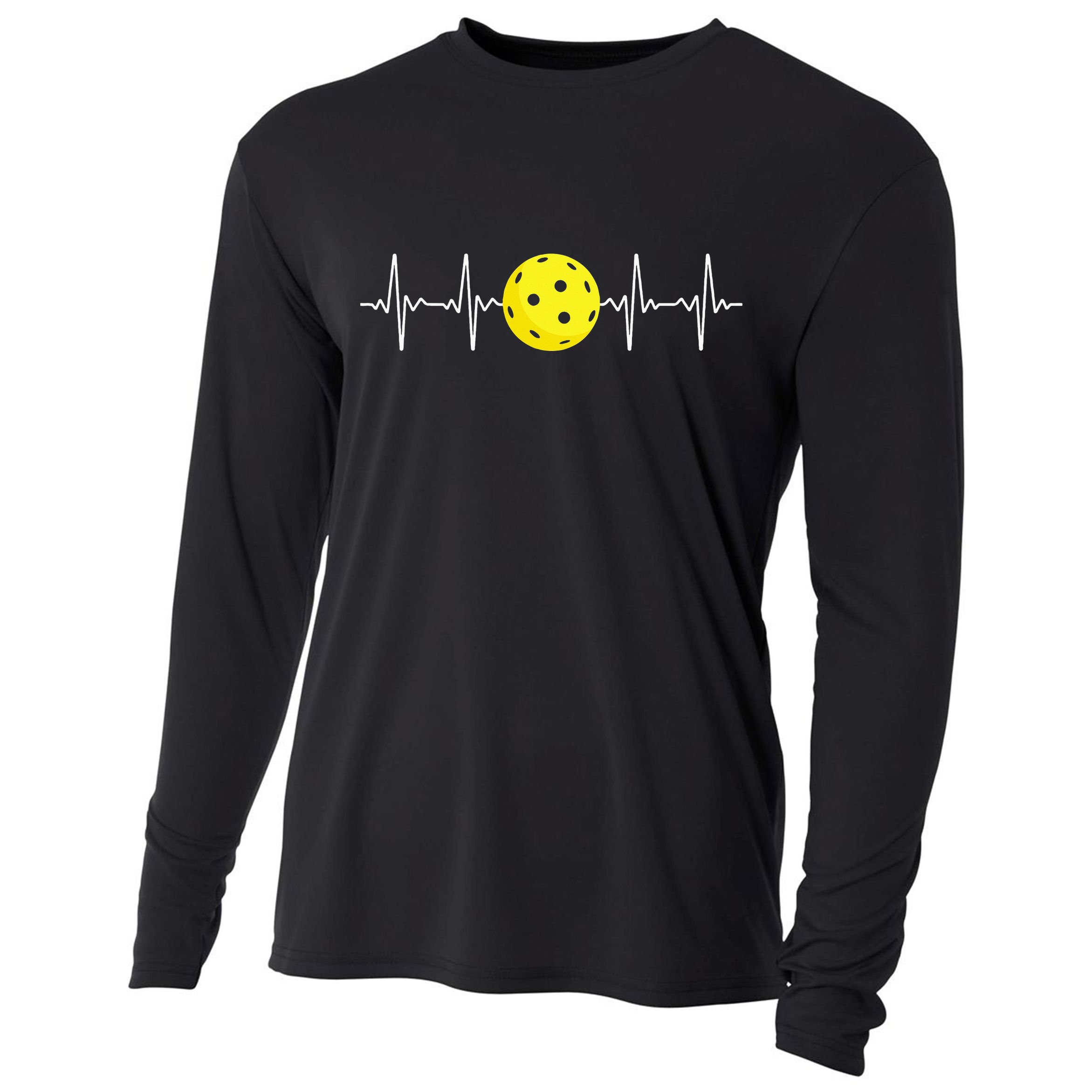 Pickleball Player Heartbeat EKG Pulse Whiffle Ball Game Cooling Performance Long Sleeve Crew