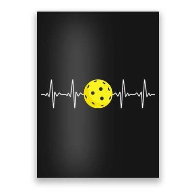 Pickleball Player Heartbeat EKG Pulse Whiffle Ball Game Poster