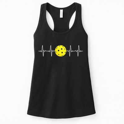 Pickleball Player Heartbeat EKG Pulse Whiffle Ball Game Womens Tank Top