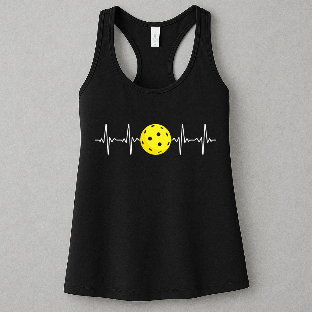 Pickleball Player Heartbeat EKG Pulse Whiffle Ball Game Womens Tank Top