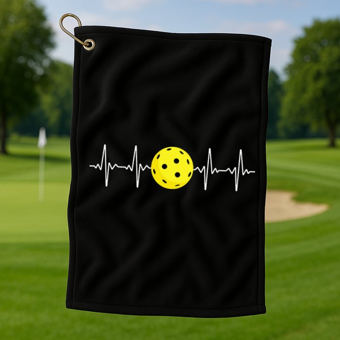 Pickleball Player Heartbeat EKG Pulse Whiffle Ball Game Golf Towel