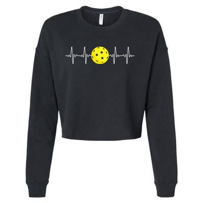Pickleball Player Heartbeat EKG Pulse Whiffle Ball Game Cropped Pullover Crew