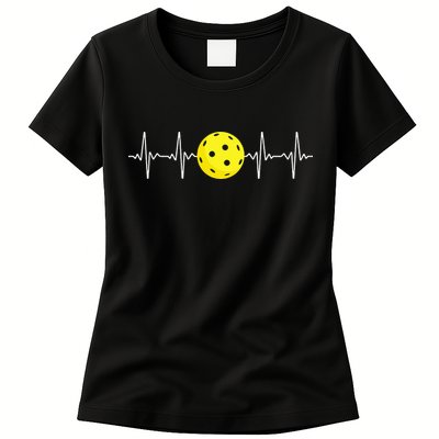 Pickleball Player Heartbeat EKG Pulse Whiffle Ball Game Womens T-Shirt