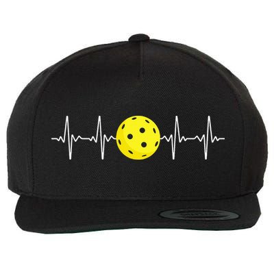 Pickleball Player Heartbeat EKG Pulse Whiffle Ball Game Wool Snapback Cap