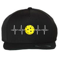 Pickleball Player Heartbeat EKG Pulse Whiffle Ball Game Wool Snapback Cap