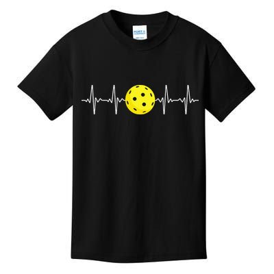 Pickleball Player Heartbeat EKG Pulse Whiffle Ball Game Kids T-Shirt