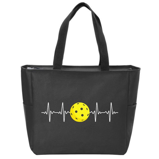 Pickleball Player Heartbeat EKG Pulse Whiffle Ball Game Zip Tote Bag