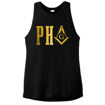 Pha Prince Hall Mason Freemason Masonic Square & Compass Ladies PosiCharge Tri-Blend Wicking Tank