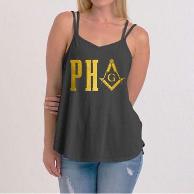 Pha Prince Hall Mason Freemason Masonic Square & Compass Women's Strappy Tank