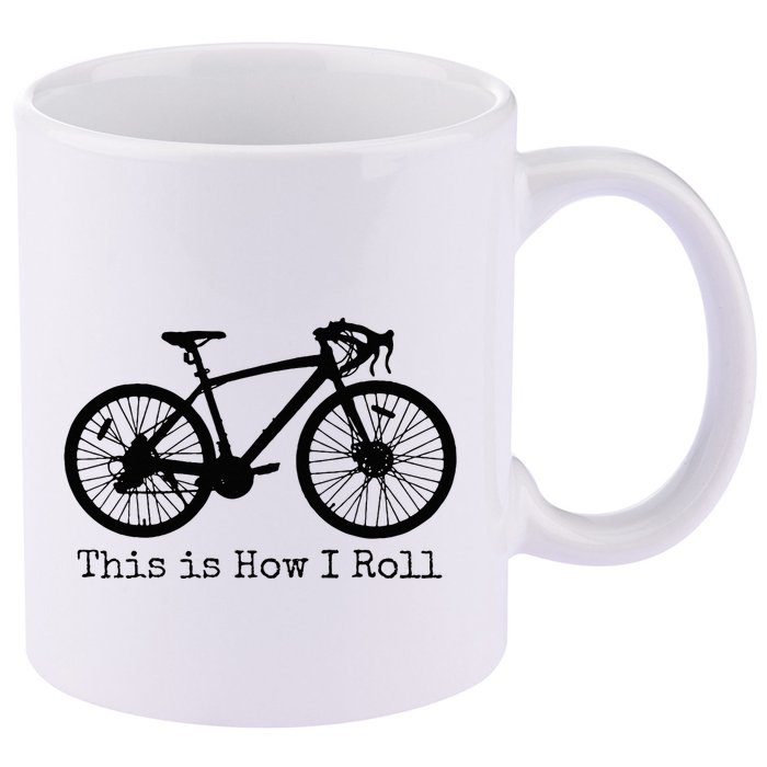 Pedal Power Hilarious Cycling Road Bike Design 11oz C Handle Ceramic Mug