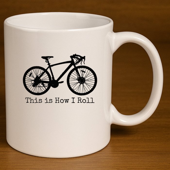 Pedal Power Hilarious Cycling Road Bike Design 11oz C Handle Ceramic Mug