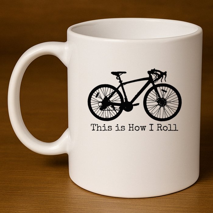 Pedal Power Hilarious Cycling Road Bike Design 11oz C Handle Ceramic Mug