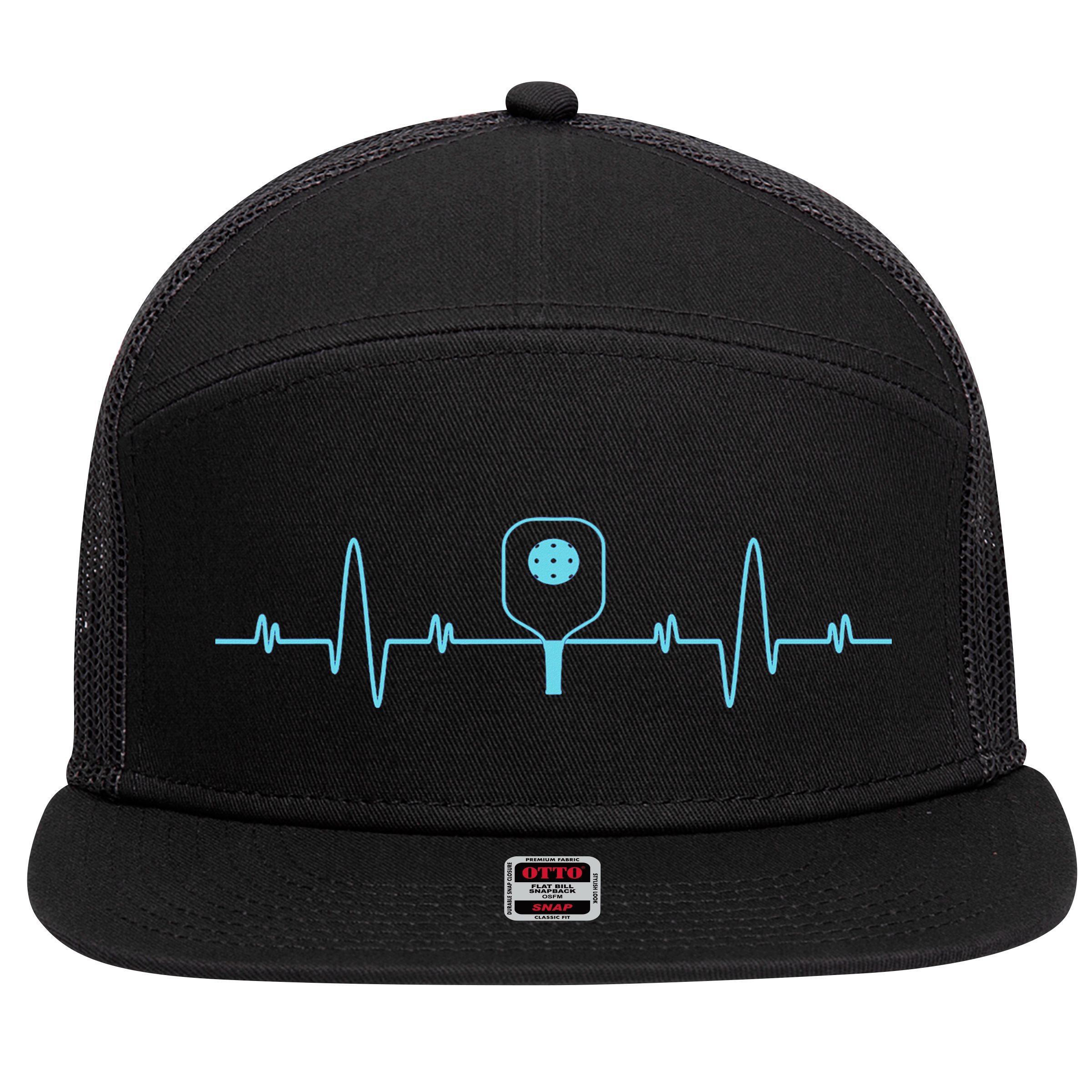 Pickleball Player Heartbea Pickleball Paddle Gifts 7 Panel Mesh Trucker Snapback Hat