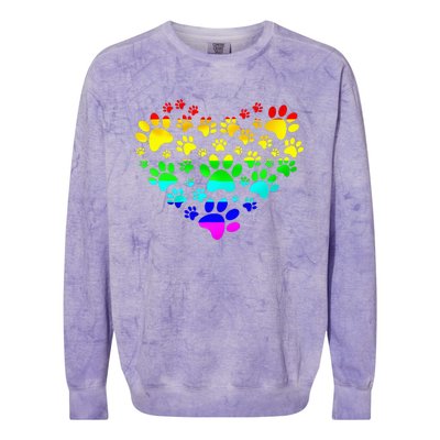 Paw Print Heartbeat Rainbow Inspired Dog Paw print Gifts Colorblast Crewneck Sweatshirt