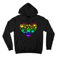 Paw Print Heartbeat Rainbow Inspired Dog Paw print Gifts Hoodie