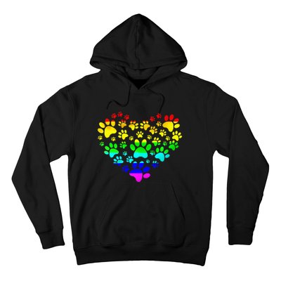 Paw Print Heartbeat Rainbow Inspired Dog Paw print Gifts Hoodie