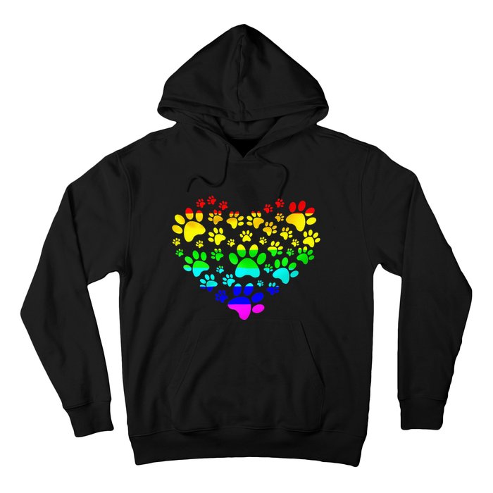 Paw Print Heartbeat Rainbow Inspired Dog Paw print Gifts Hoodie