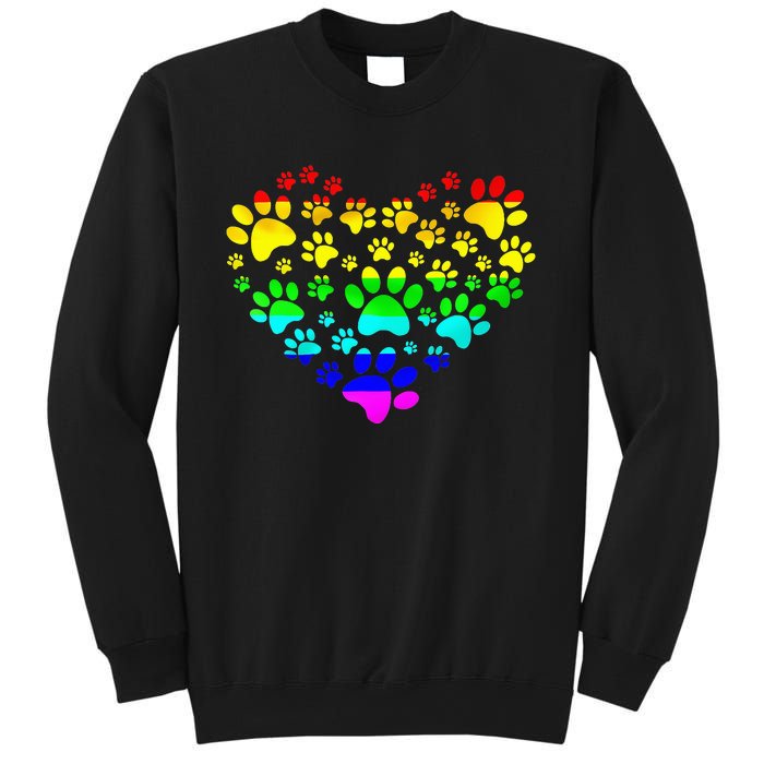 Paw Print Heartbeat Rainbow Inspired Dog Paw print Gifts Sweatshirt