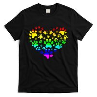 Paw Print Heartbeat Rainbow Inspired Dog Paw print Gifts T-Shirt