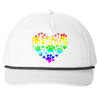 Paw Print Heartbeat Rainbow Inspired Dog Paw print Gifts Snapback Five-Panel Rope Hat