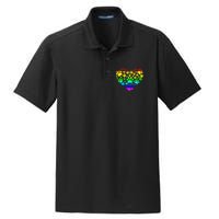 Paw Print Heartbeat Rainbow Inspired Dog Paw print Gifts Dry Zone Grid Polo