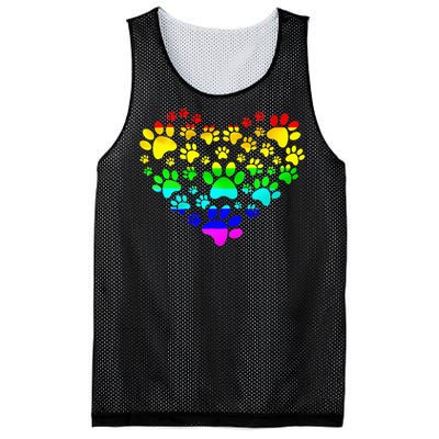 Paw Print Heartbeat Rainbow Inspired Dog Paw print Gifts Mesh Reversible Basketball Jersey Tank