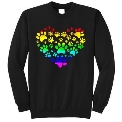 Paw Print Heartbeat Rainbow Inspired Dog Paw print Gifts Tall Sweatshirt